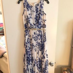 Eliza J. White and Blue Floral formal maxi dress.